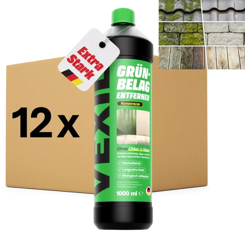 12 x (1 Liter) Grünbelagentferner Konzentrat - hochdosiert -> bis zu 1