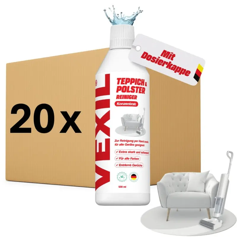20 x (0,5 Liter) Teppich- & Polsterreiniger Konzentrat - hochdosiert -> bis zu 1