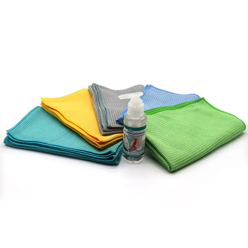6er Set Fenster-Waffeltuch in Bunt inkl. Reiniger Hochkonzentrat 100ml