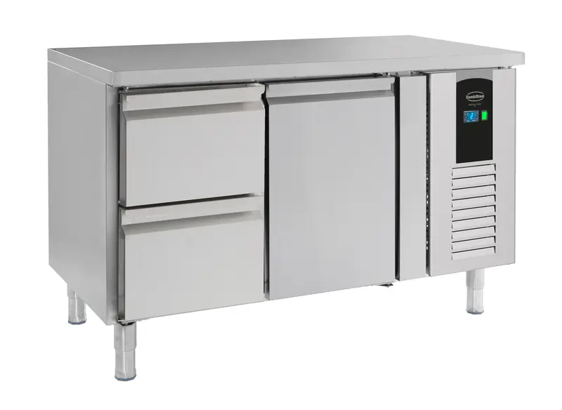700 Kühltisch 1 Tür Und 2 Schubladen Energy Line - 1360x700x860 mm - 0,3 kW
