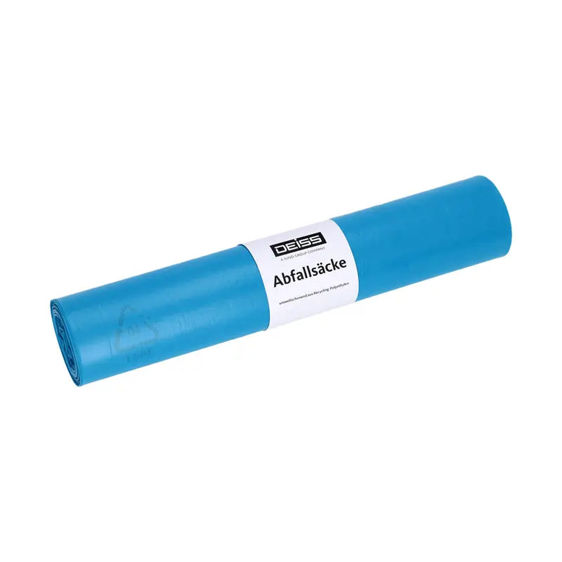 Abfallsäcke Deiss 140l700+200x1100 mm Typ 60 blauaus Recycling-LDPE mit Umweltzeichen Blauer Engel25 Stück Rolle