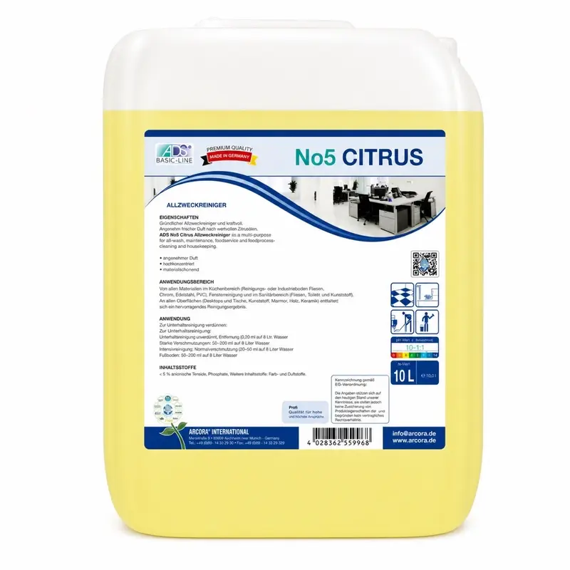 ADS No5 Citrus Allzweckreiniger 10 Liter – streifenfrei & materialschonend