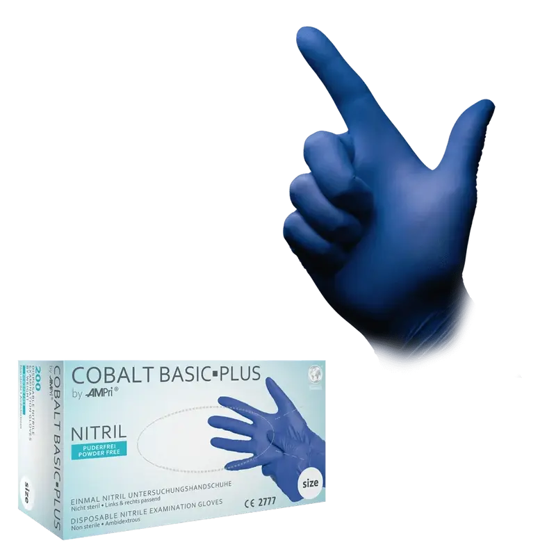 AMPri Cobalt Basic-Plus Nitril Einmalhandschuhe kobaltblau Gr. XS–XL