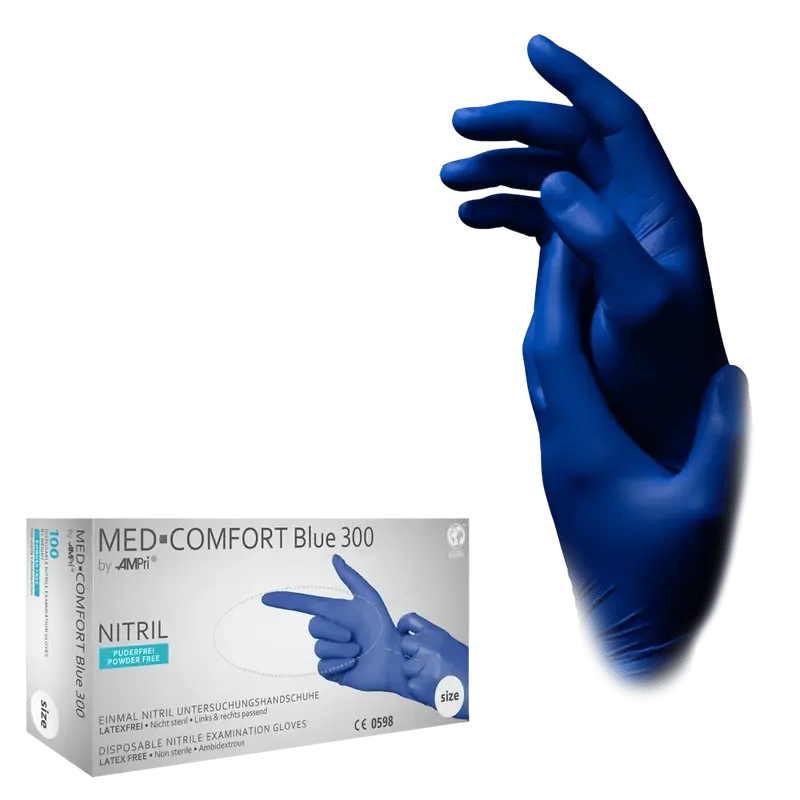 AMPri Med-Comfort blue 300 Nitril Einmalhandschuhe blau Gr. S–XL