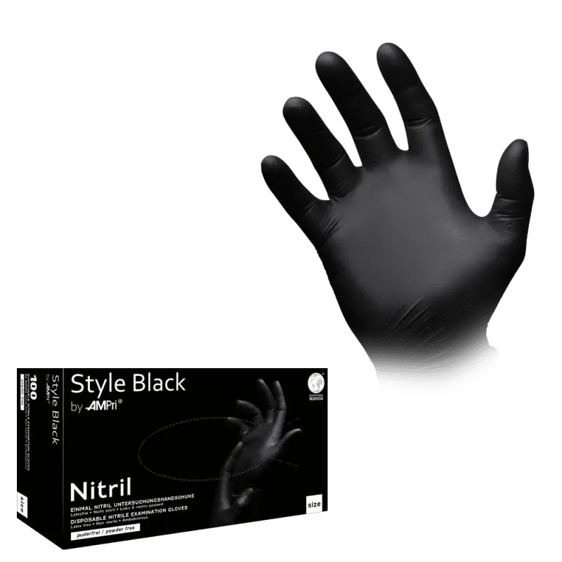 AMPri Style Black by Med-Comfort Nitril Einweghandschuhe schwarz Premium XS–XXL