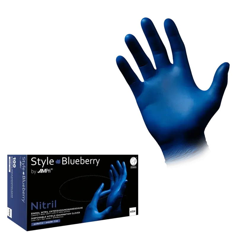 AMPri Style Blueberry Med-Comfort Nitril Einmalhandschuhe dunkelblau Gr. XS–XL