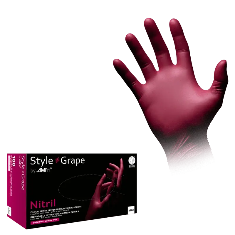 AMPri Style Grape Med-Comfort Nitril Einmalhandschuhe bordeaux Gr. XS–XL