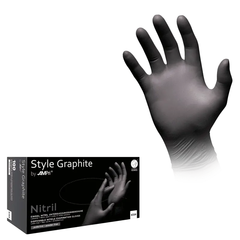 AMPri Style Graphite Med-Comfort Nitril Einmalhandschuhe anthrazit Gr. XS–XL