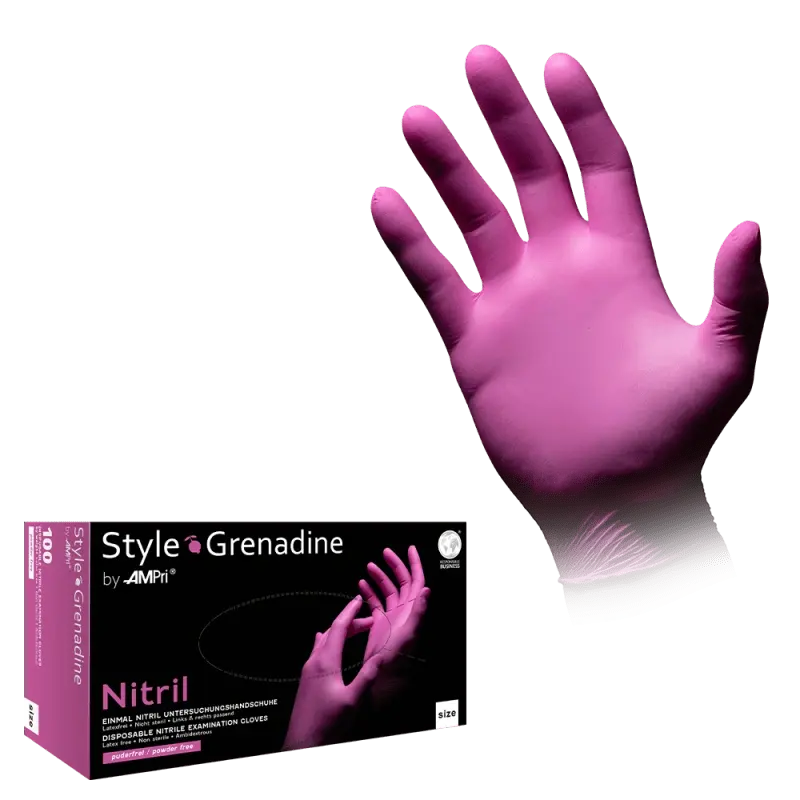 AMPri Style Grenadine Med-Comfort Nitril Einmalhandschuhe pink Gr. XS–XL