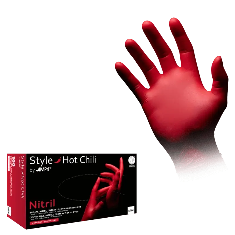AMPri Style Hot Chili Med-Comfort Nitril Einmalhandschuhe rot Gr. XS–XL