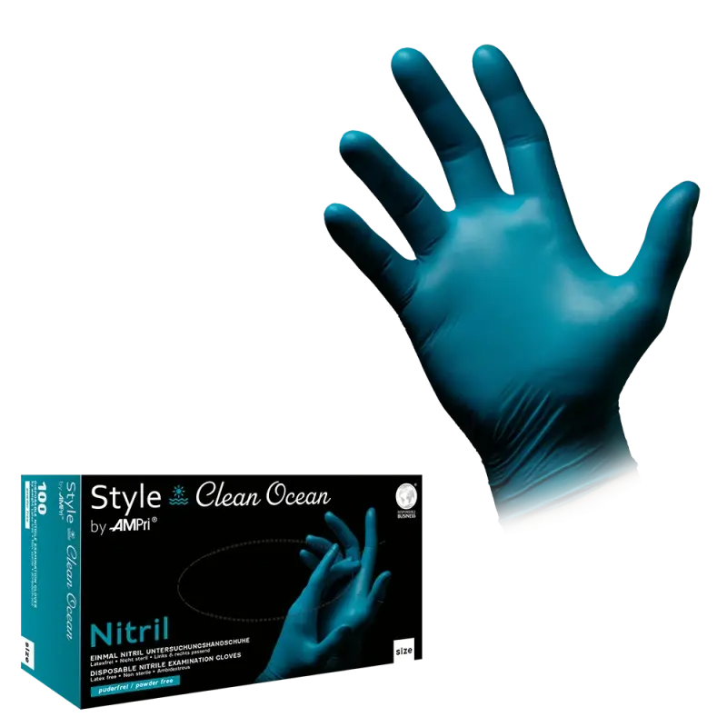AMPri Style Ocean Med-Comfort Nitril Einmalhandschuhe türkis/grün Gr. XS–XL