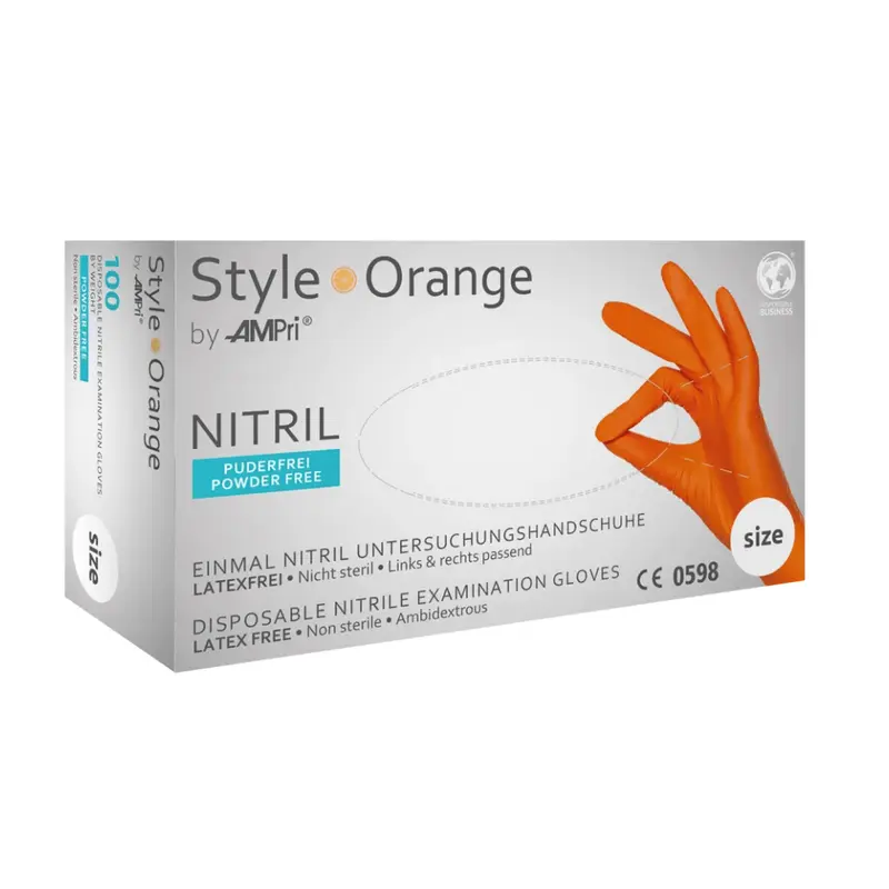 AMPri STYLE ORANGE Nitrilhandschuhe puderfrei by MED-COMFORT, Orange