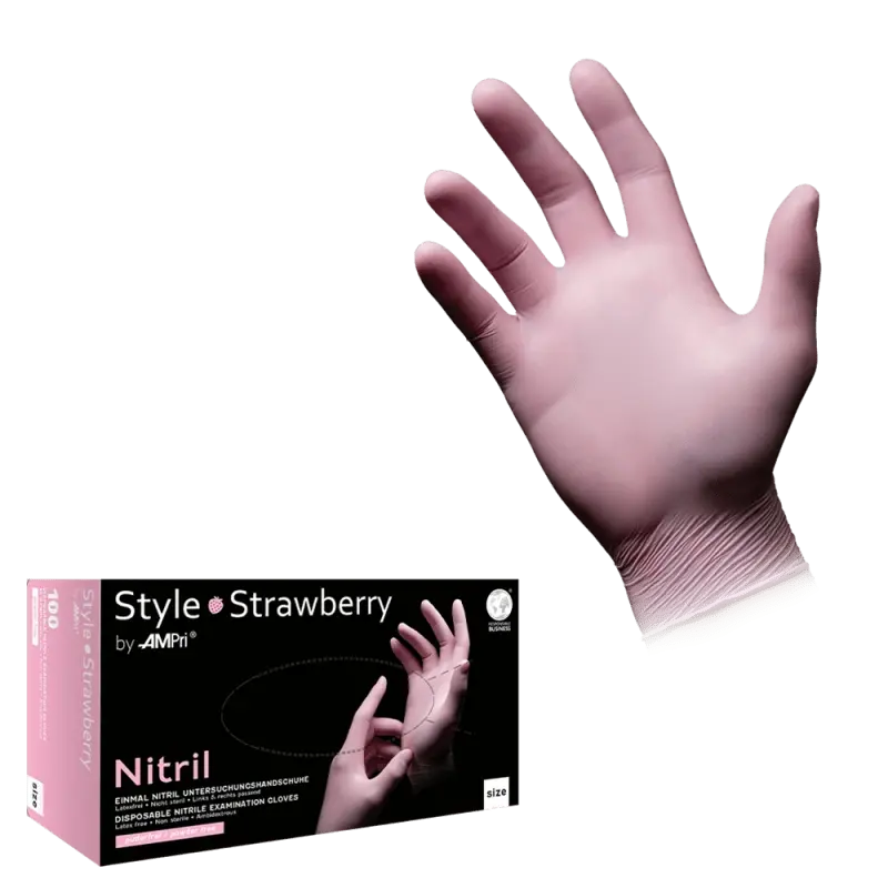 AMPri Style Strawberry Med-Comfort Nitril Einmalhandschuhe rosa Gr. XS–L