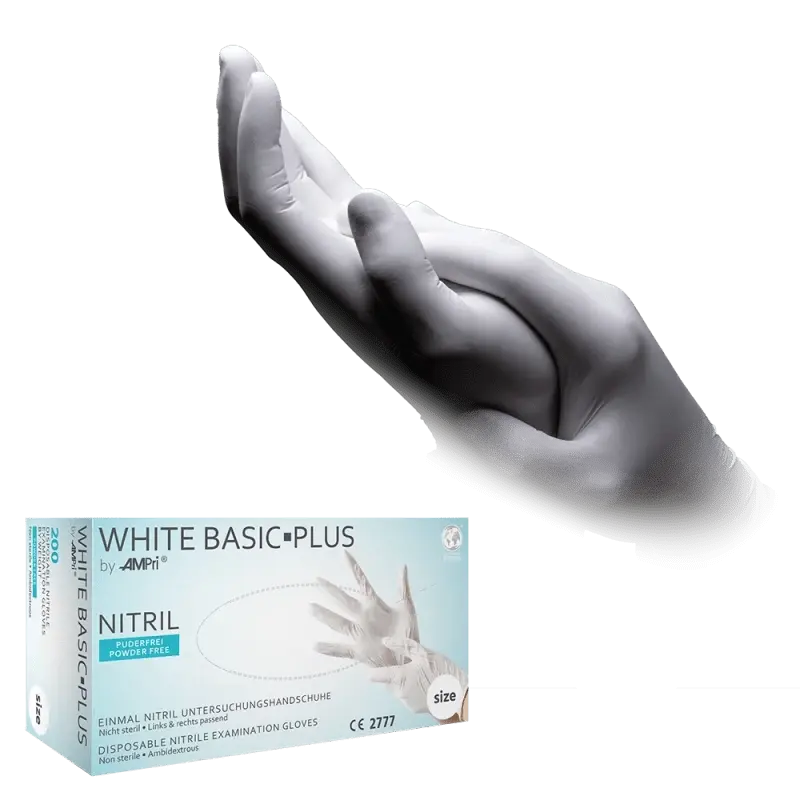 AMPri white Basic-Plus Nitril Einmalhandschuhe weiß 200 Stück Gr. S–L