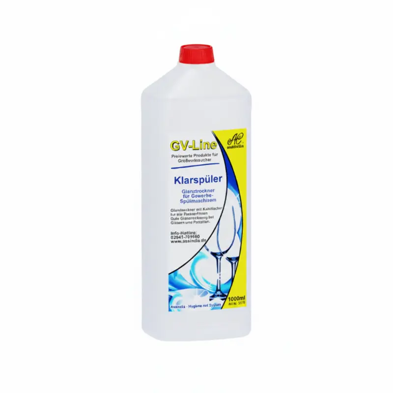 Assindia Klarspüler GV-Line 1000 ml Flasche – Glanztrockner mit Kalkblocker für Gewerbe & Haushalt