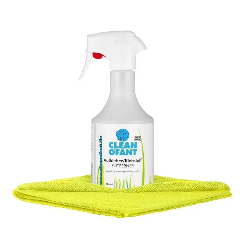 Aufkleber + Klebstoff-ENTFERNER - 500 ml + 1x Mikrofasertuch GELB