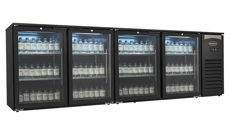 Barkühler 4 Glastüren Schwarz 636L - 2542x520x860 mm - 0,345 kW