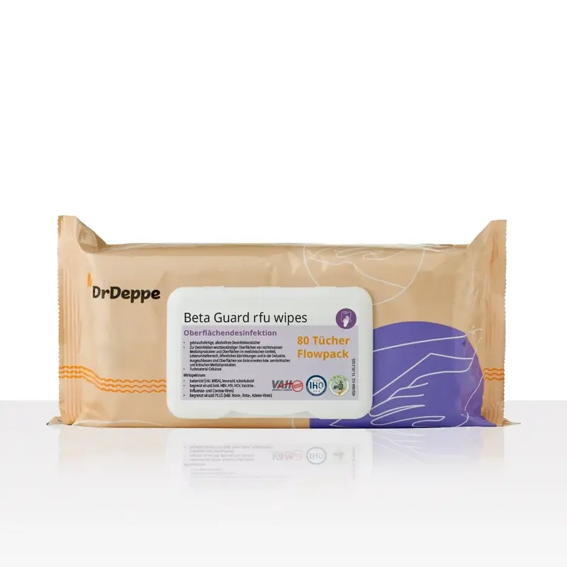 Beta Guard rfu wipes 80 Tücher | Alkoholfreie Desinfektionstücher | Begrenzt viruzid PLUS