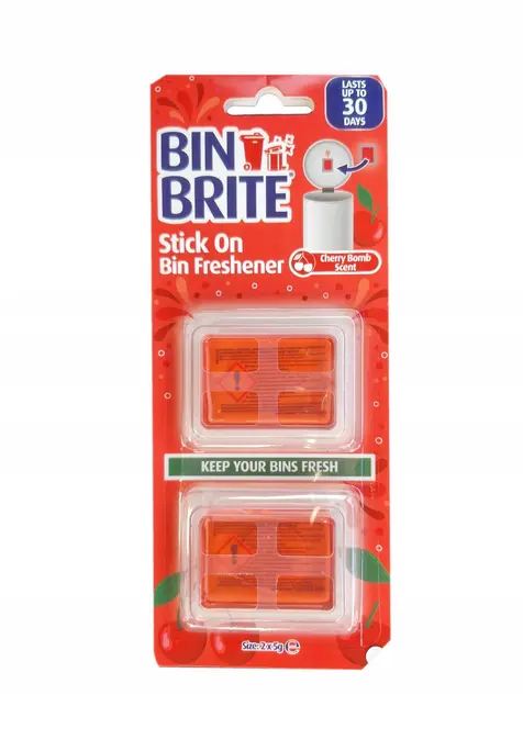 Bin Brite Stick-On Bin Freshener – Cherry Bomb | Geurverfrisser voor Afvalbakken | Tot 30 Dagen Frisheid