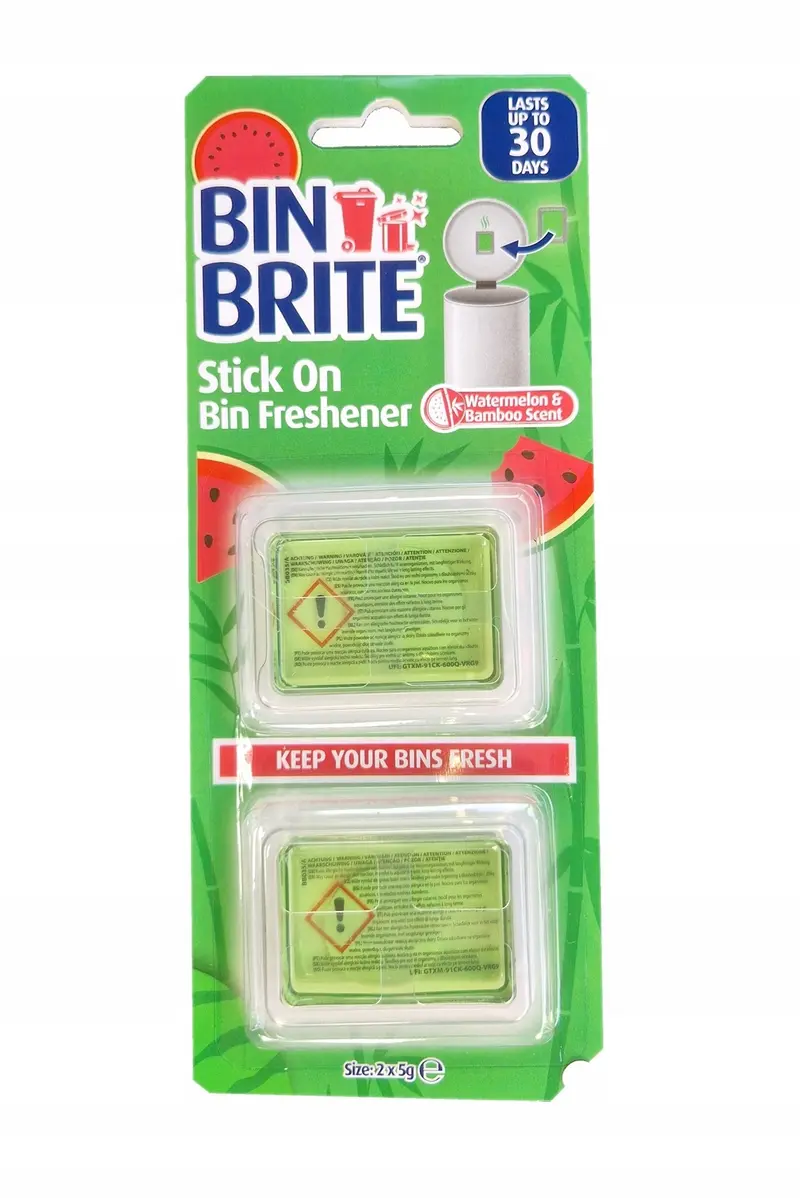 Bin Brite Stick-On Bin Freshener – Watermelon & Bamboo | Houd je prullenbak fris tot 30 dagen | Geurverfrisser voor afvalbakken