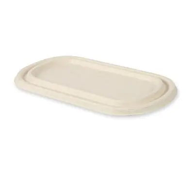 Bio Deckel für Imbiss-Schalen, oval | Zuckerrohr, Karton mit 500 Stück - Artikel 411505