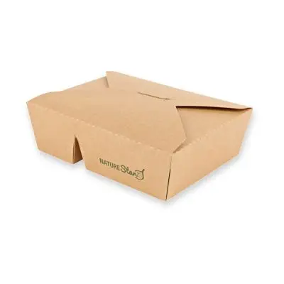Bio Foodboxen Menu, 2-geteilt | Kraftpapier/PE, FSC®-Mix, braun, Karton mit 200 Stück - Artikel 417314