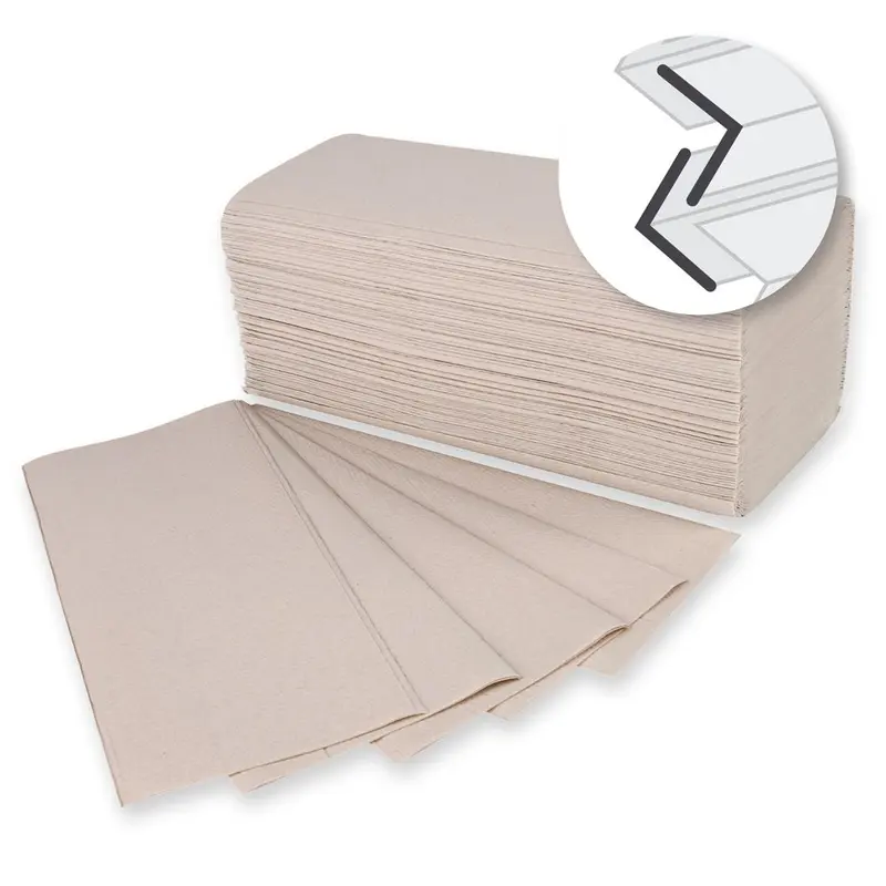 Bio Papierhandtücher, 2-lagig, natur | Recyclingpapier, V-Falzung - Karton mit 2400 Stück (20 x 120 Stück)