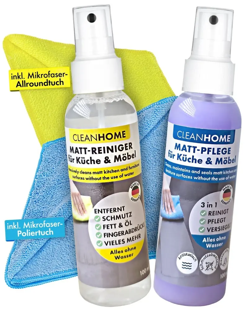 CLEANHOME MATT-REINIGER + PFLEGE Set Küche & Möbel