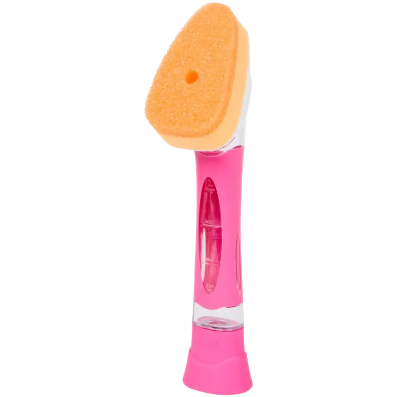 CleanRite Afwasspons met Zeepreservoir – Keukenspons met Handgreep – Roze