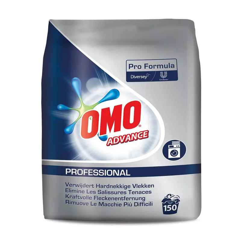 Diversey Omo Professional Advance Vollwaschmittel, enzymatisches Pulverwaschmittel, weiß - Karton mit 1 Stück á 14,25 kg