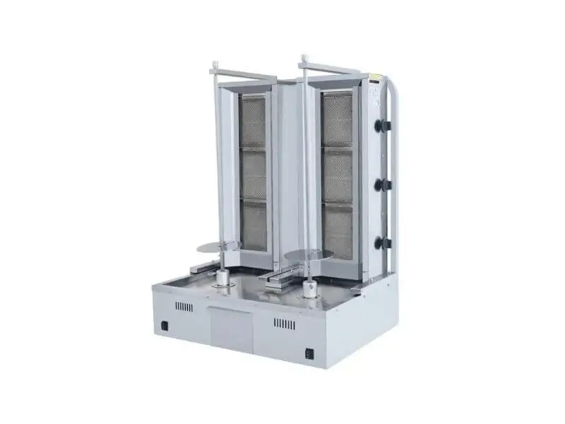 Doppel Gas Dönergrill mit Motor Unten / Gyrosgrill 3+3 Brenner Schmal /  inkl. Flügeltüren