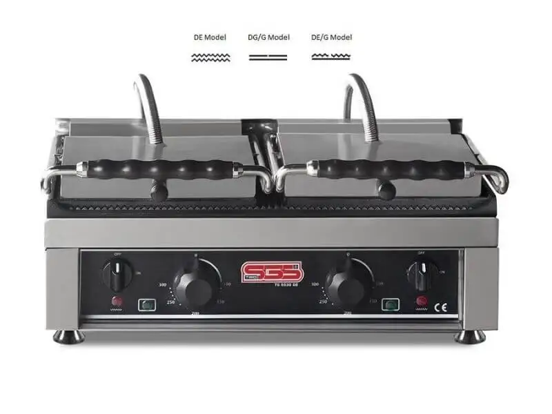 Doppel Kontaktgrill / Oben / Unten Glatt / 2+2 kW / Tischgrill / Paninimaker