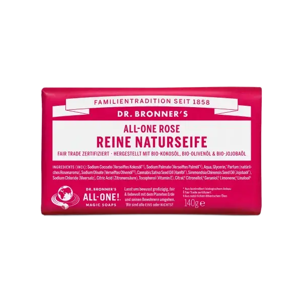 Dr.Bronner's - Reine Naturseife (Stück), 140g - Rose