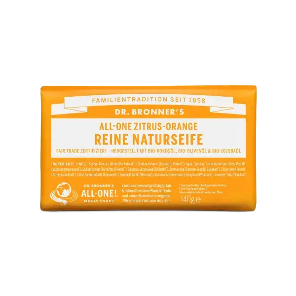 Dr.Bronner's - Reine Naturseife (Stück), 140g - Zitrus-Orange