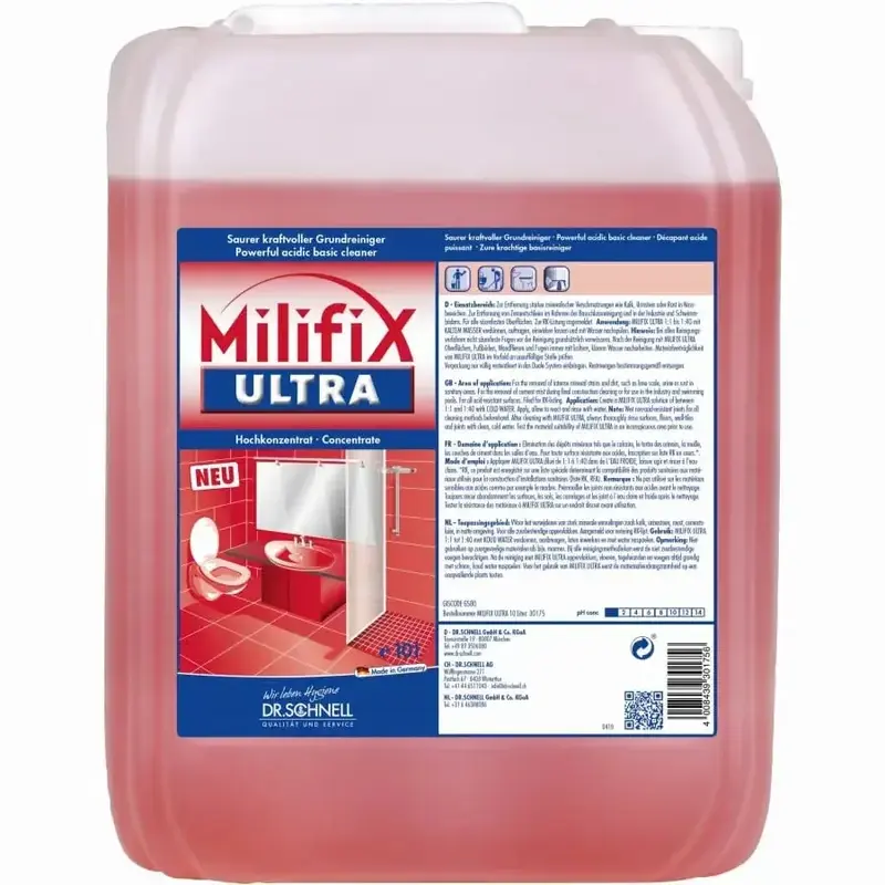 Dr. Schnell MILIFIX ULTRA | Saurer Spezial-Grundreiniger für Industrie-, Bauschluss- und Sanitärraumreinigung