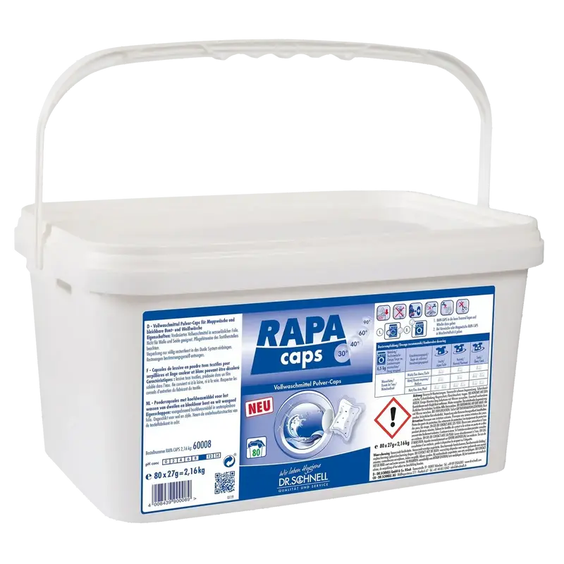 Dr. Schnell RAPA CAPS | Vollwaschmittelpulver-Caps | 2,16kg Eimer