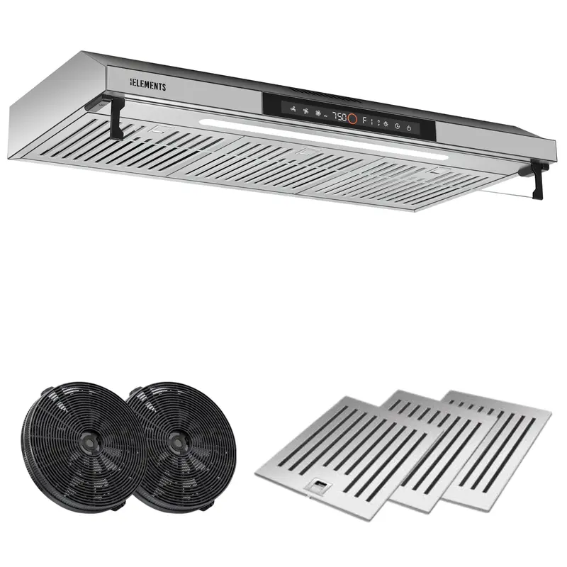 Dunstabzugshaube 90 cm Edelstahl mit Umluft & Abluft