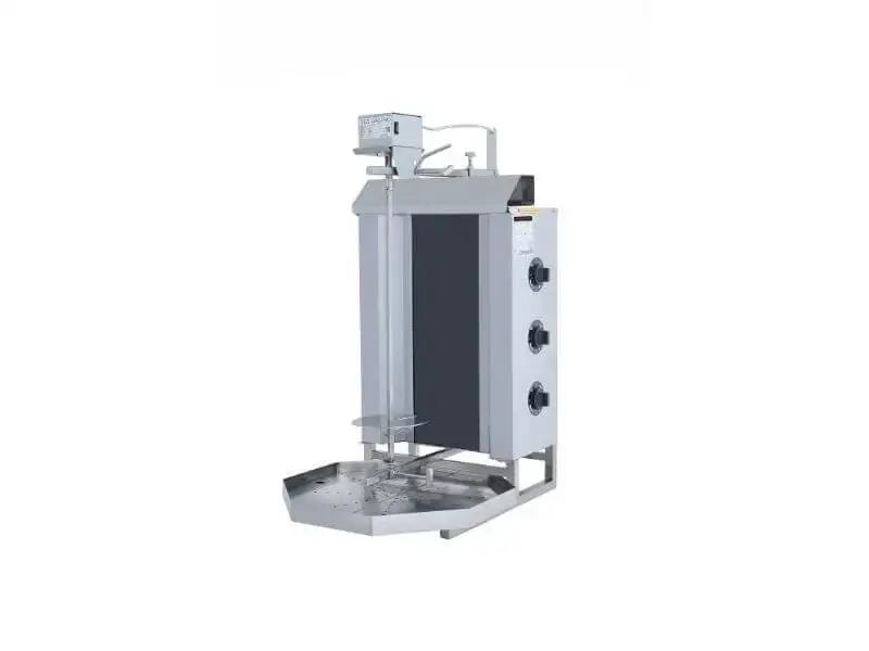 Elektro Gyrosgrill / Dönergrill mit Motor oben / 3 Brenner / max. 30 kg / inkl. Flügeltüren