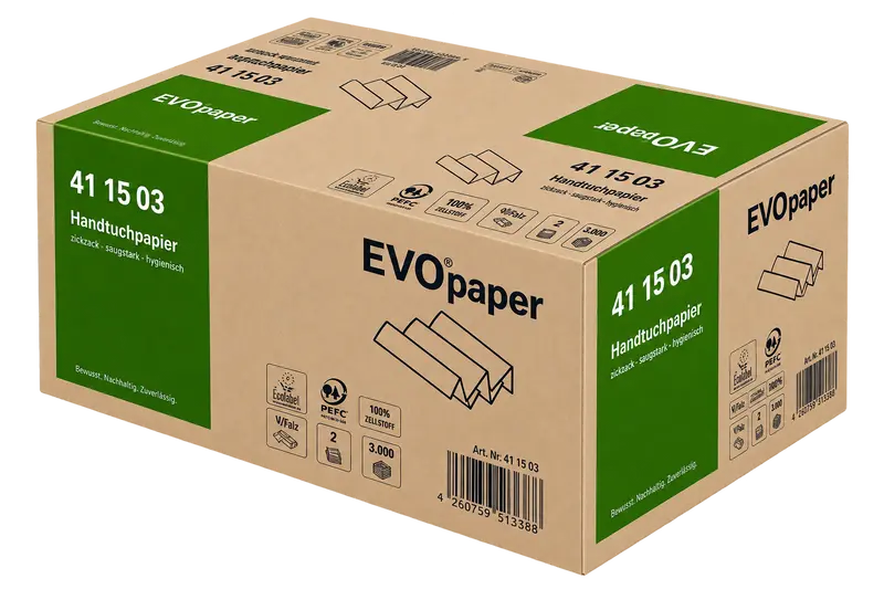 EVOpaper Eco Handtuchpapier recycling, 2-lg., 20,5 x 24 cm, V-Falz, 4000 Blatt