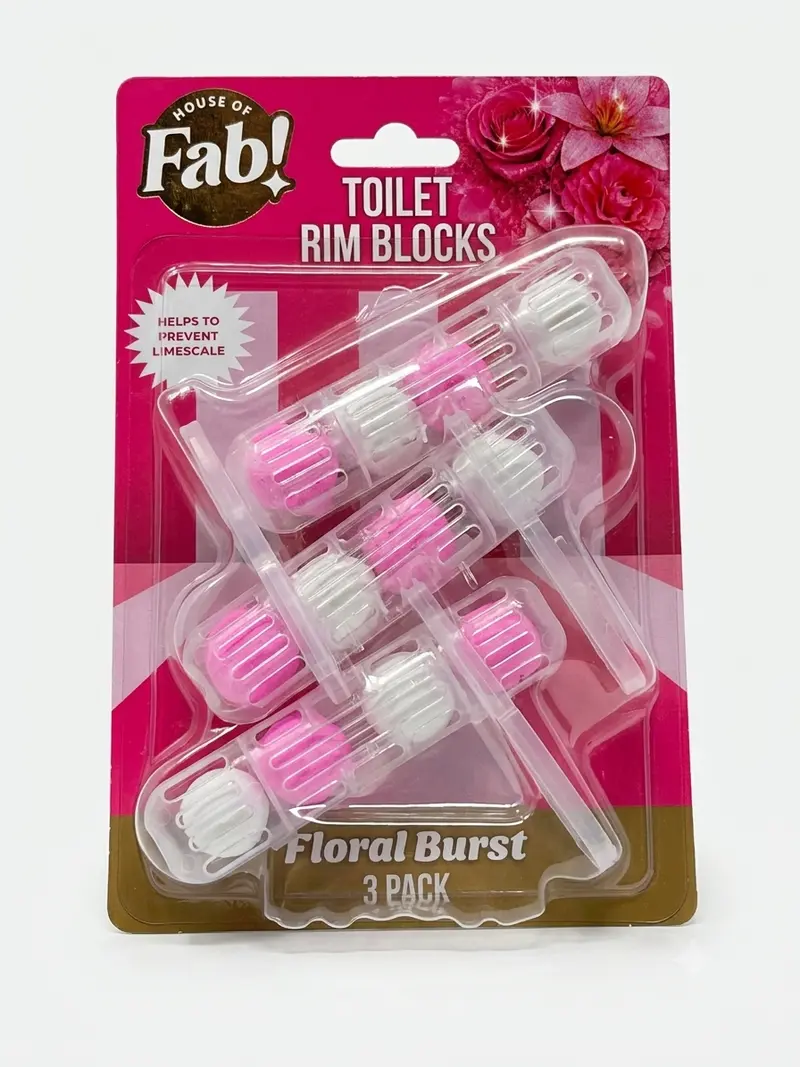 Fabulosa Toilet Rim Blocks Floral Burst 3 Pack – Toiletblokjes tegen Kalkaanslag met Bloemengeur