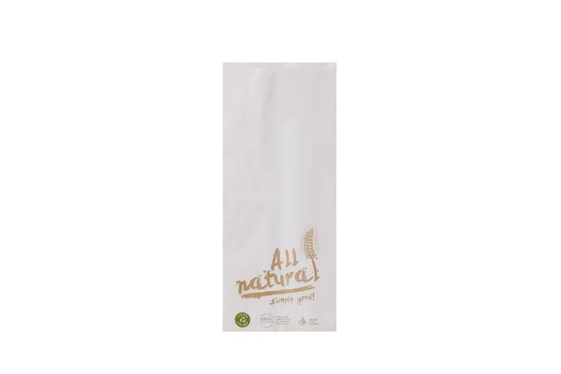 Faltenbeutel, Bäckerfaltenbeutel, weiß, bedruckt, "All Natural" Typ 423, 14 + 6 x 32 cm