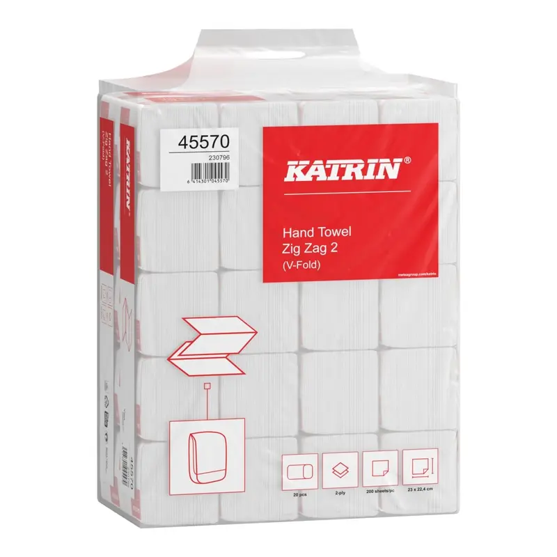 Falthandtücher V-Falz 2-lagig 4000 Blatt – Papierhandtücher für Spender KATRIN