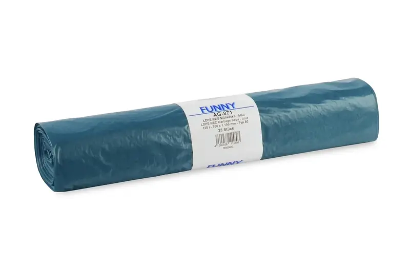 FUNNY LDPE-Regenerat Müllsäcke, blau, Typ 60, 120 l, 700 x 1.100 mm