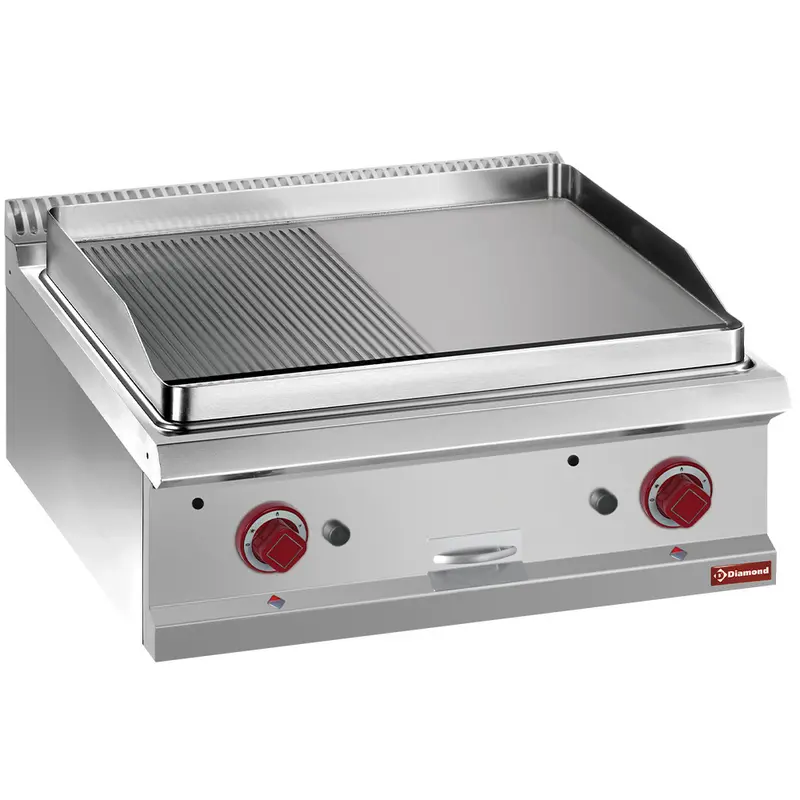 Gas-Grillplatte 1/2, glatt, 1/2 gerillt, Modul 1/1 -OBERPLATTE-