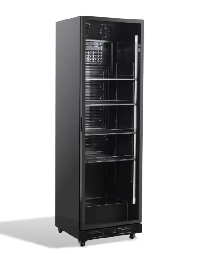 Getränkekühlschrank 1 Glastür Schwarz NAP-360 - 595x580x1950 mm - 0.265 kW