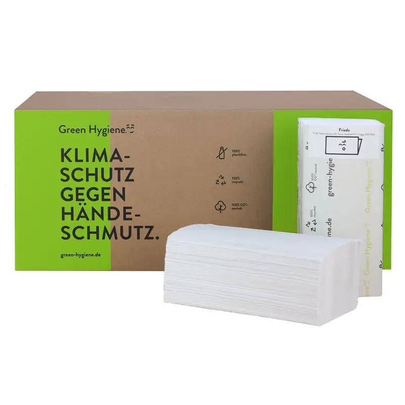 Green Hygiene® Papierhandtücher FRIEDA, 2-lagig, weiß | Recyclingpapier, V/ZZ-Falzung - Karton mit 4000 Stück (20 x 200 Stück)