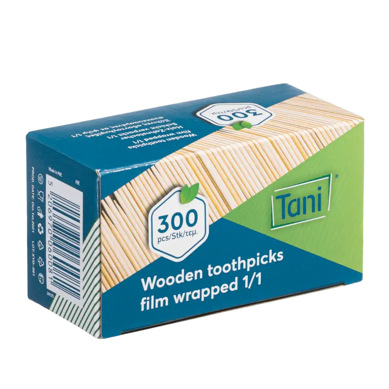 Holz Zahnstocher 1/1 in transparenter Folie verpackt . FSC® 100% 24*300Stk