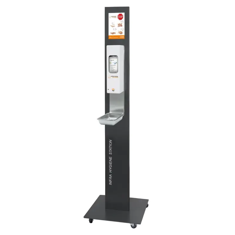 INFRA Hygiene Station mobil mit Hygieneschild und Zubehör