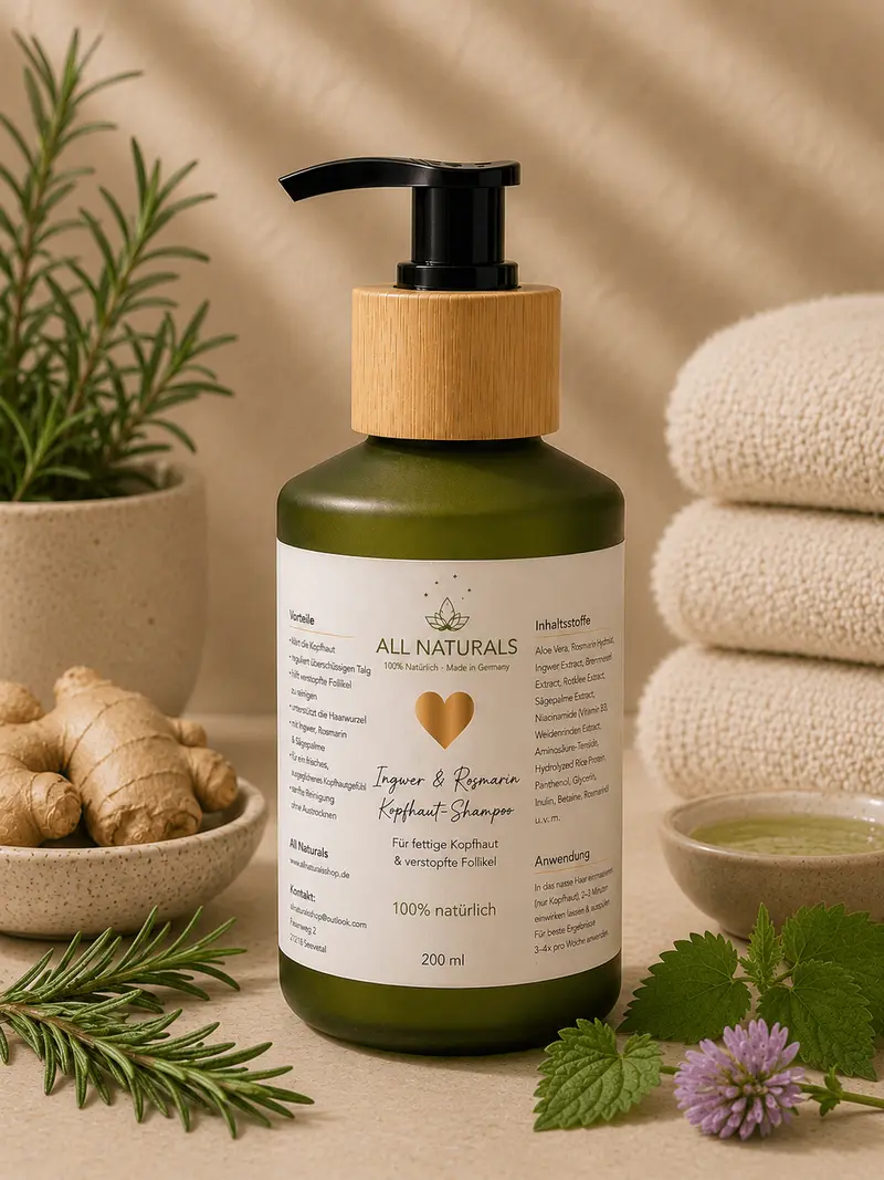 Ingwer & Rosmarin Kopfhaut-Shampoo – für fettige Kopfhaut