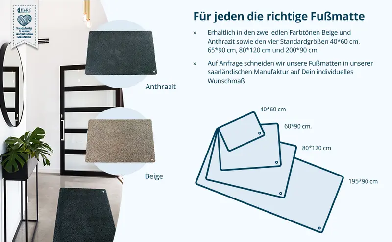 INNEN-FUSSMATTE ECO PREMIUM BEIGE 60•90 cm